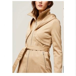 Tan Soia & Kyo Arabella Water Repellent Trench Coat Hooded SZ Small